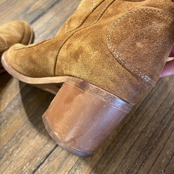 Laurence Dacade Babacar Camel Quilted Round Toe Buckle Suede Boots Size 37 6.5 - Picture 7 of 13